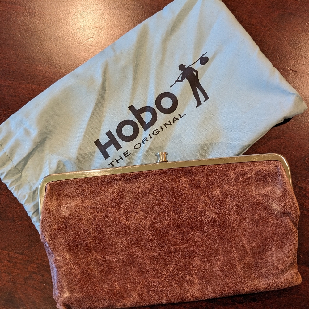 HOBO leather clutch wallet in dark brown